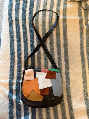 Coach 38482 1941 Saddle 23 Crossbody Patchwork Black Suede Leather Bag